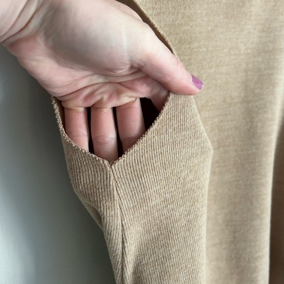 ZARA Tan Cowl Turtleneck Sleeveless Top Knit Vest Tie Waist Neutral Academia | M - Picture 4 of 9